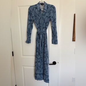 1. State Blue Patterned Long Sleeve Dress